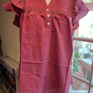Women's Ruffled Blouse - Pink